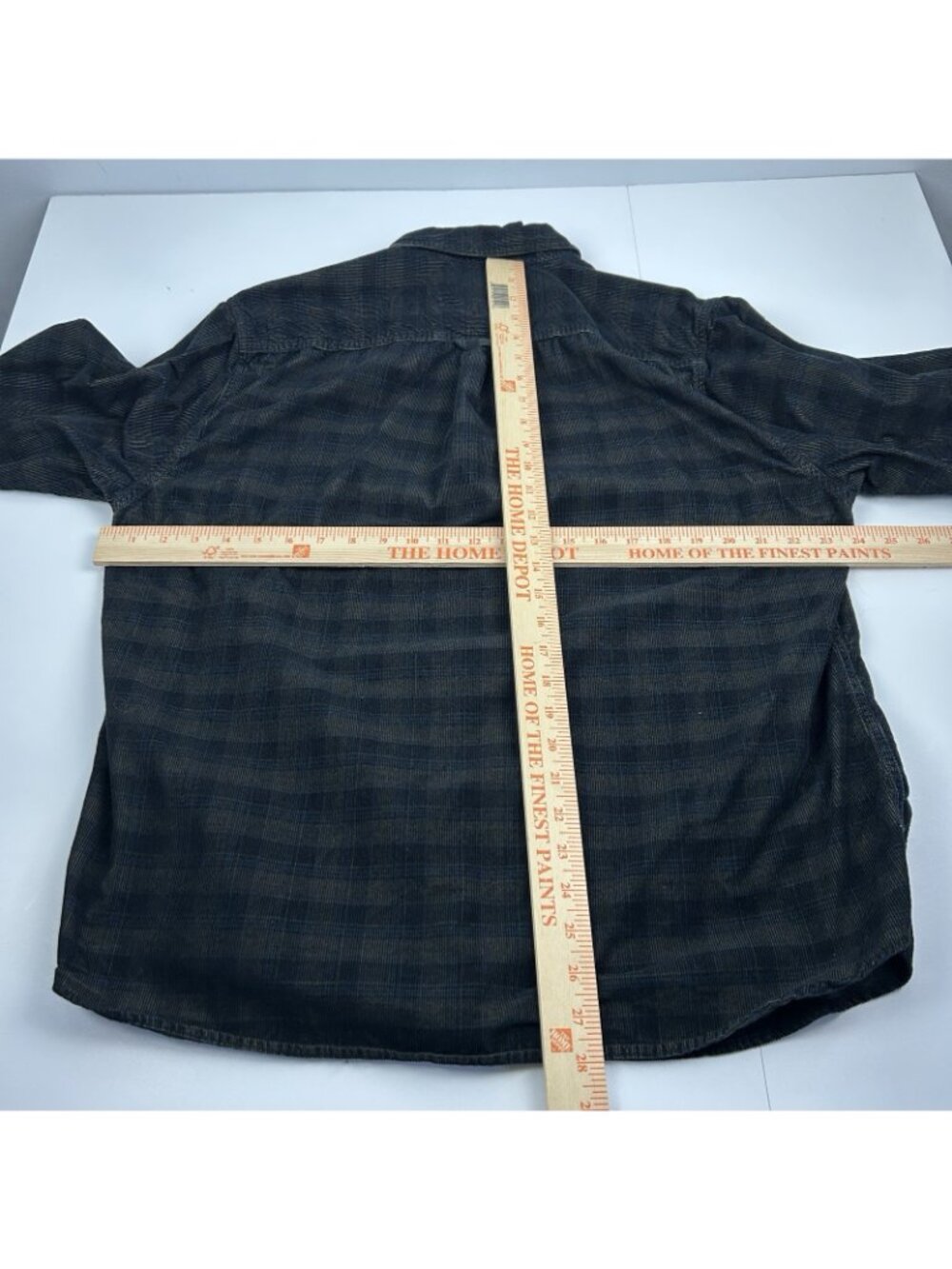 Carbon 2 Cobalt Shirt Mens L Blue Tan Plaid Corduroy Button Up Collared - Picture 7 of 10